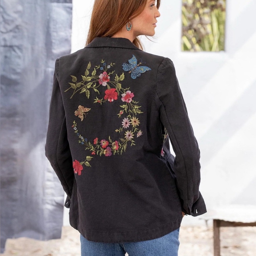 Sundance Living Summersby Blazer Linen Embroidered - Picture 2 of 6